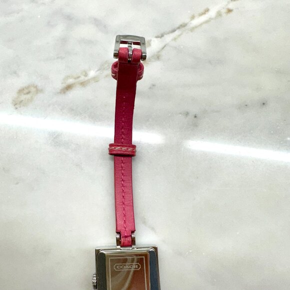 Coach Silver Case with Skinny Pink Leather Strap Watch - Picture 8 of 10